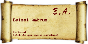 Balsai Ambrus névjegykártya